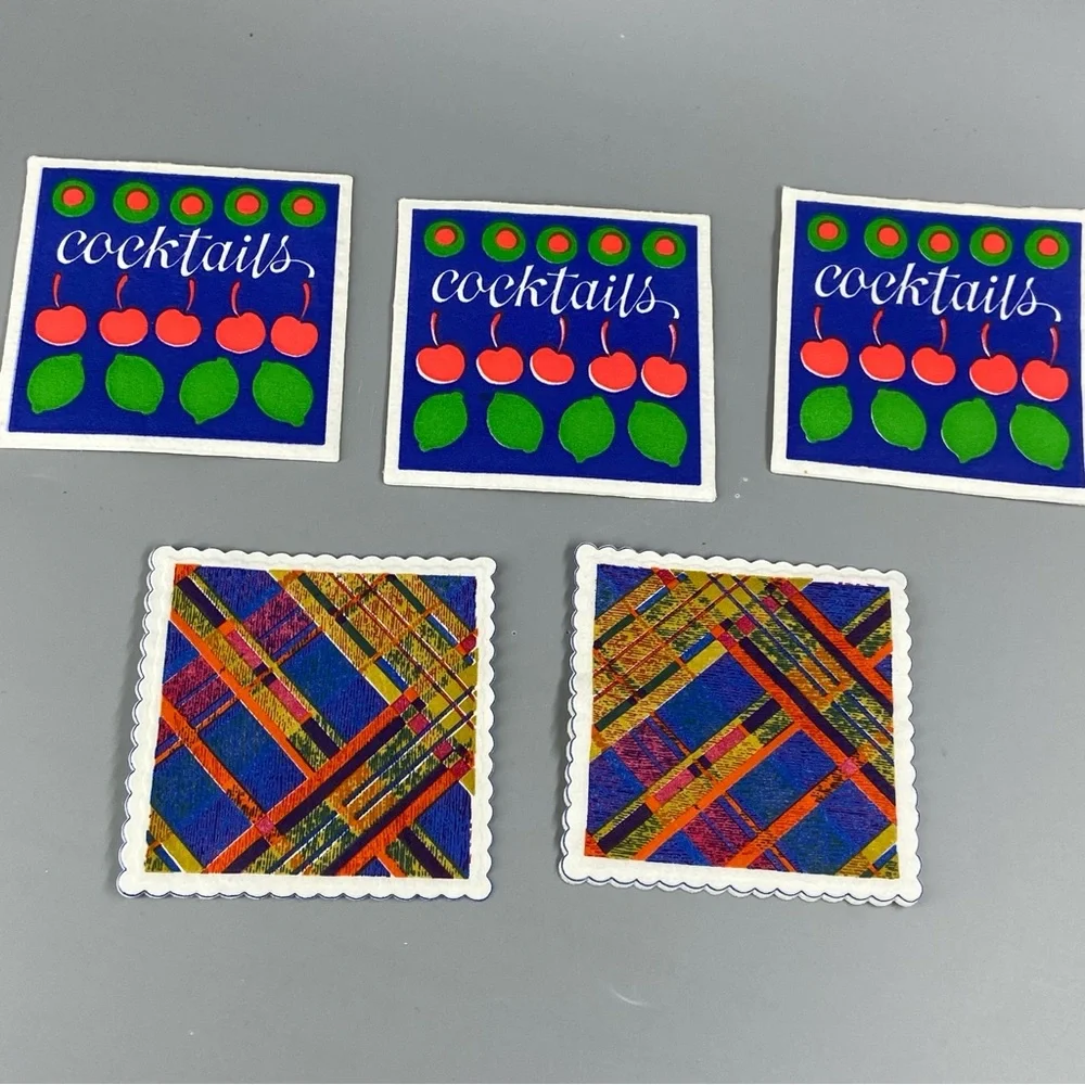 Vintage Paper Coasters MCM mushrooms, plaid, flower power! - Picture 12 of 12